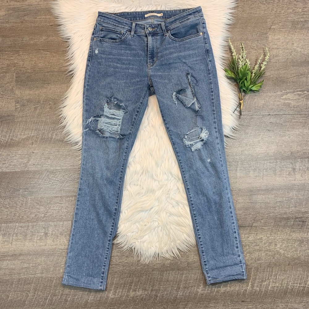 Levi’s 711 Skinny Jeans Distressed Ripped Light 30